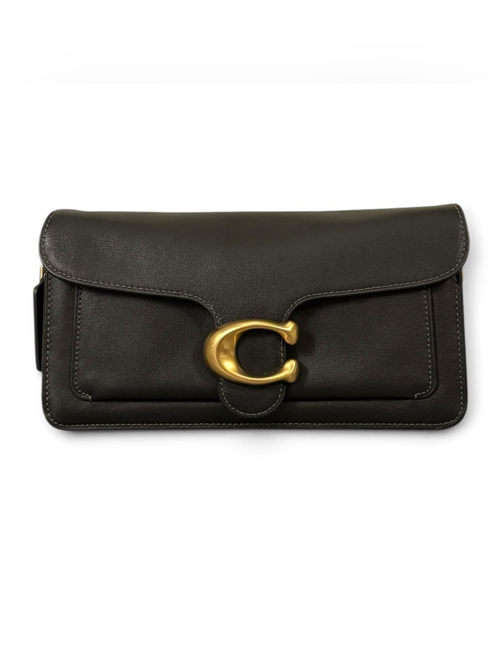 Coach Tabby Shoulder Bag 26 Black Natural Grain Leather Brass Hardware